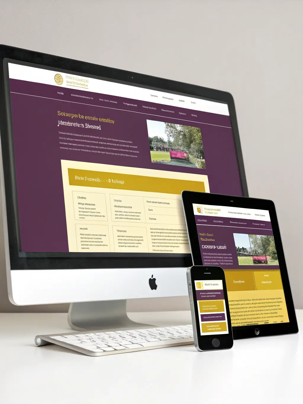 A graphic illustrating responsive web design principles, showing a website adapting to different screen sizes, used to emphasize the importance of responsive design in WebAcademyUK courses.