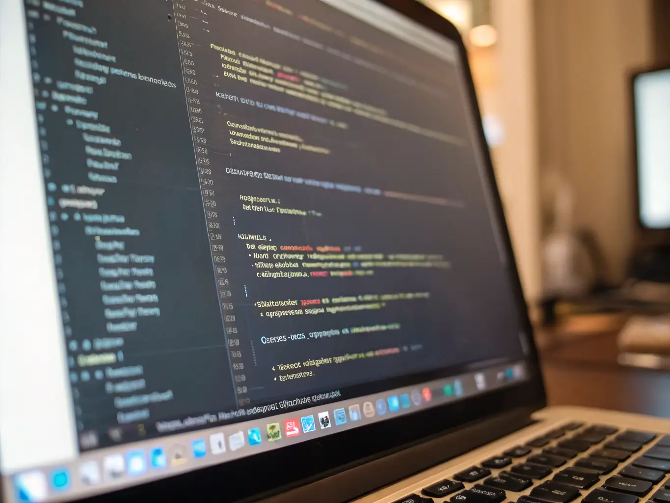A close-up shot of a computer screen displaying JavaScript code, with a focus on clean syntax and logical structure, emphasizing the importance of efficient coding practices.